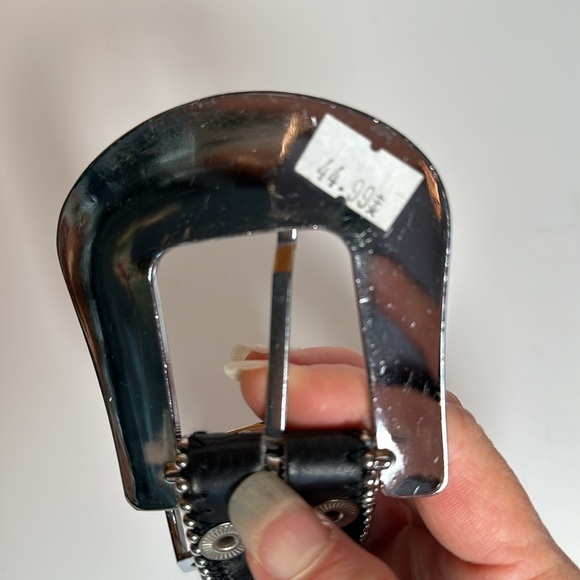 Y2K GENUINE LEATHER BLACK rhinestones changeable buckle 2019 Small rockstar - Picture 12 of 17